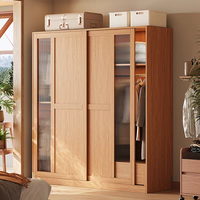 Armoire à portes battantes en placage de bois, style Mid-Century, avec tressage en rotin, lignes décoratives et poignée métallique, meuble de chambre