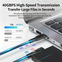 TUTI Kabel Data USB4 Sudut 90 Derajat Kabel USB C-C Transmisi Video 8K60Hz Pengisian Cepat 240W Transfer Data 40Gbps