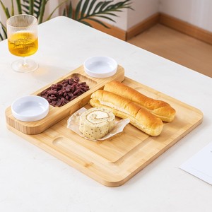 Plateau à fromage en bambou avec ensemble de couverts (couteau, fourchette) et plateau de service en bois pour fromage, pain, fruits, légumes, style occidental - Product Image 4