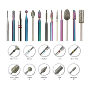 Hot Sale Carbide Diamond Ceramic Milling Cutter Electric Nail Drill Bit Sets 5 In 1 For Manicure Burr Remove