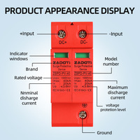 Parafoudre modulaire 2 pôles DC 1000V 40kA DC parafoudre SPD pour onduleurs solaires hors réseau et sécurité industrielle