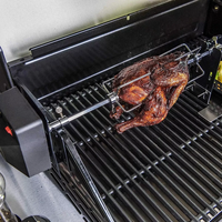 Barbecue Fût à Charbon en Acier Robuste Haut de Gamme avec Kit Rôtisserie, Chariot et Tables Latérales Pliantes pour Jardin