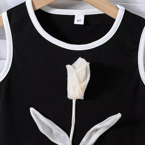 เสื้อผ้าเด็กผู้หญิง 3-7 ขวบ ผ้าขนสัตว์ลำลอง ปักลายดอกไม้สวยงาม เสื้อแขนกุด แฟชั่นกระโปรงตาข่ายพองๆ เรียบง่าย ใส่ได้ทุกวัน - Product Image 3