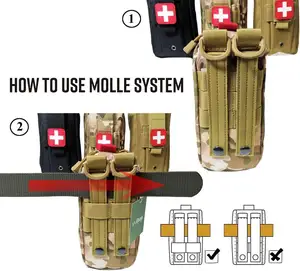 Bolsa médica Molle, bolsa tática de primeiros socorros com suporte para torniquete, kit para traumas pequenos, bolsa IFAK, kit médico de emergência para acampamento