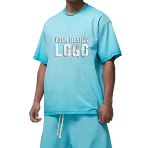 T-shirt pour homme surdimensionné à épaules tombantes, dégradé de couleurs, style américain, teint et délavé, vintage, ample, sport, t-shirts pour homme - Product Image 3