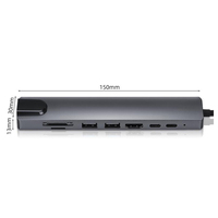 Adaptateur multiport 8 en 1 USB Type C vers HDMI Hub avec 4K HDMI Ethernet USB 3.0 ports USB 2.0 carte SD TF