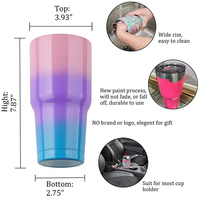 Gobelet de voyage personnalisé avec logo, 30 oz, revêtement poudré, double paroi, isolation sous vide, en acier inoxydable, avec couvercle