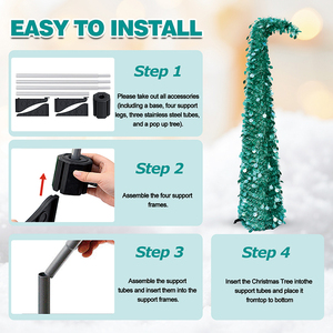 Albero di Natale Pieghevole Creativo con Collo Storto, Decorazione con <span class=keywords><strong>Glitter</strong></span> e Paillettes per Atmosfera Festiva - Product Image 1