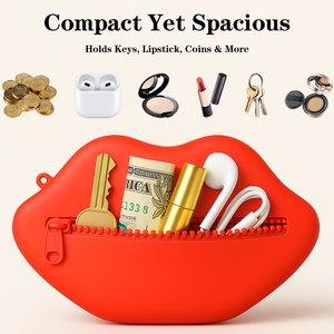 Exclusive Design Soft Silicone Lip Wristlet Bag Waterproof Coin Purse <strong>Cute</strong> Cosmetic Pouch Food Grade Silicone Handbag for Women - Product Image 6