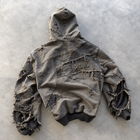 Veste en jean DiZNEW personnalisée pour homme, style Cyber Sigilism, avec appliqué 3D, effet vieilli, streetwear, coupe ample