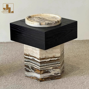Mesa Auxiliar de Piedra para Sala de Estar Estilo Villa de <span class=keywords><strong>Diseño</strong></span> con Cajón, Mueble de Lujo para Dormitorio de Hotel - Product Image 1