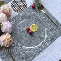 13 pouces vente en gros fête Banquet rond Transparent plante feuilles en plastique Table mariage clair chargeur assiettes pour dîner réception