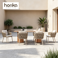 Meubles d'hôtel de luxe ensemble de table à manger en bois de patio mobilier d'extérieur moderne ensemble de table et chaises de jardin de patio de restaurant