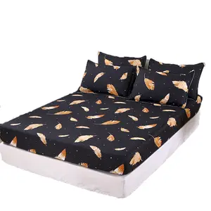 Drop shipping Bedding Wholesale 100% Polyester Printed King Queen Size Fitted Sheets And Pillow Case