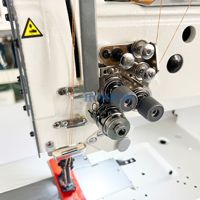 Machine à coudre industrielle à double aiguille à lit plat DS-4420-D robuste avec triple alimentation pour cuir et coupe-fil automatique