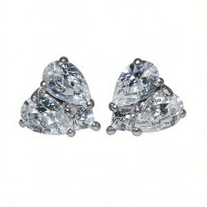 Boucles d'oreilles en diamant taille cœur E1153, or blanc, couleur D naturelle, certifiées GIA, bijoux de style classique pour femmes, pour fiançailles - Product Image 1
