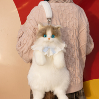 Sac à dos en peluche réaliste pour chat Ragdoll, blanc, doux, grande capacité, portable, taille moyenne, vente en gros