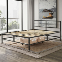 Cadre de lit plateforme en métal OEM d'usine avec lattes en bois, taille personnalisée, montage facile pour la vente en gros, mobilier pour hôtels et appartements