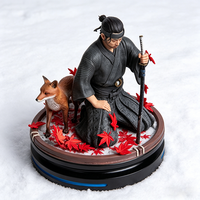 Figurine de samouraï japonais avec renard, statue de collection, décoration feuille d'érable d'automne pour adultes, en boîte