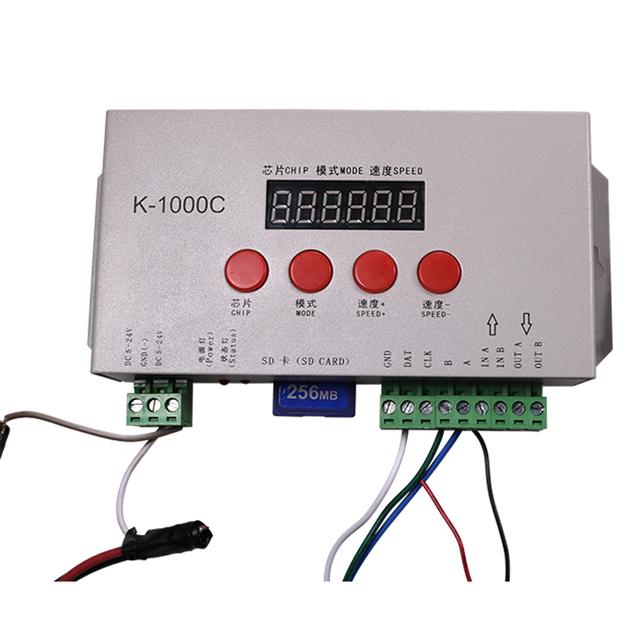 K-1000C SD-Card Controller 5-24V 4 Channels 6A Current Smart Home DMX Control 2000W Max Load 30m Remote Portable Control Lights
