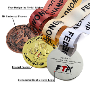 Medallas Deportivas Personalizadas de Esmalte, Medalla de Fútbol, Maratón, de Aleación de Zinc con Logotipo en Relieve, Medalla de Metal Dorada para Campeonato de Karate y Jiu Jitsu - Product Image 4