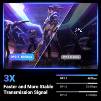 Cable trenzado 16K DP a DP Compatible con FreeSync G-Sync Gaming Monitor PC Soporte 40Gbps UL Listed DisplayPort 2,1 Cable