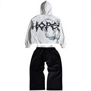 Ensemble de survêtement de jogging deux pièces en coton uni pour homme, style streetwear 2026, avec options personnalisables, vente en gros - Product Image 1