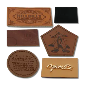 Customize Embossed Leather Patches Sew On Clothing Neck Shirt Logo Tag Jeans Self Adhesive Label Women Bags Handbags