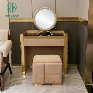 Высококачественная современная мебель для спальни металлический каркас туалетный набор удобная вилла роскошный туалетный столик с зеркалом