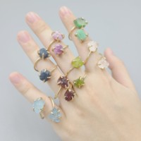 Bagues minimalistes en cristal à Double pierre irrégulière, bague de pépite en Double cristal, ensemble de broches réglables, bague de pierre de naissance