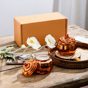LANJO Elegant Pumpkin Jar Scented <b>Candle</b> Gift <b>Set</b>, 2 Pack Floral Aroma <b>Candles</b>, Home Decor Gift Box, 20-40 Hours Each Burn Time - Product Image 1