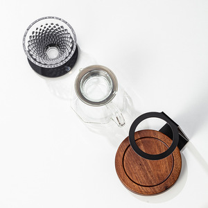 Cafetière à filtre en verre Kafei Shi avec base en bois pour 2 personnes - Product Image 2