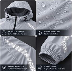 Chaqueta Deportiva Reflectante para Hombre, Cortavientos con Capucha Personalizada, Ligera, con Cierre Completo, Ropa Deportiva de Fábrica - Product Image 2