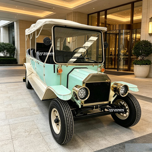 Voiture électrique rétro vintage à haute efficacité et respectueuse de l'environnement, véhicule de tourisme confortable pour le transport panoramique dans les parcs aquatiques - Product Image 1
