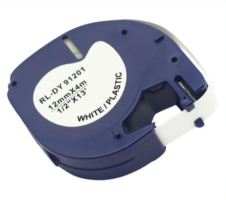 Aplicável a máquina de etiquetas DYMO com faixa colorida 91201 fundo branco e letras pretas etiqueta autoadesiva LT-100H