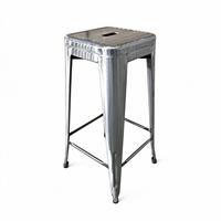 Chaise de bar industrielle empilable en métal, finition brute polie, pour restaurant - Vente chaude en gros