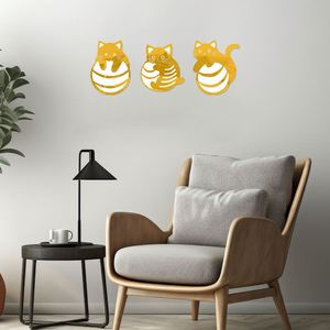 Autocollants muraux en acrylique autocollants - 3 silhouettes de chats en dessin animé pour chambre et salon, décoration murale tendance pour la maison - Product Image 4