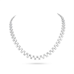 Versatile Round <b>Choker</b> Cum Necklace White Gold Classic Unisex Hip Hop Jewelry for Wedding Engagement Party - Product Image 1