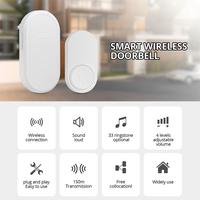Nouvelle sonnette intelligente sans fil blanche pour la maison, portée de transmission de 150 m, avec 33 sonneries, bouton de sonnette avec batterie
