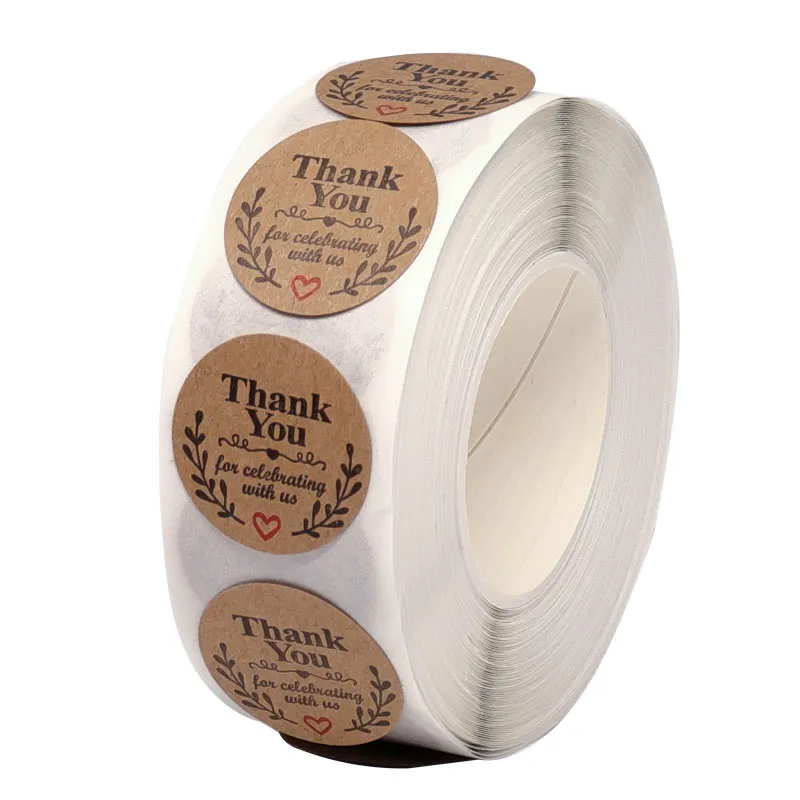 Wholesale Thank You Stickers Custom Text Printing Single Side Adhesive Round Label