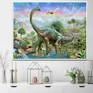 動物のダイヤモンド絵画5Dフルスクエア/ラウンド恐竜の風景キャンバスに描かれたホームクロスステッチアクセサリーペインティングキット