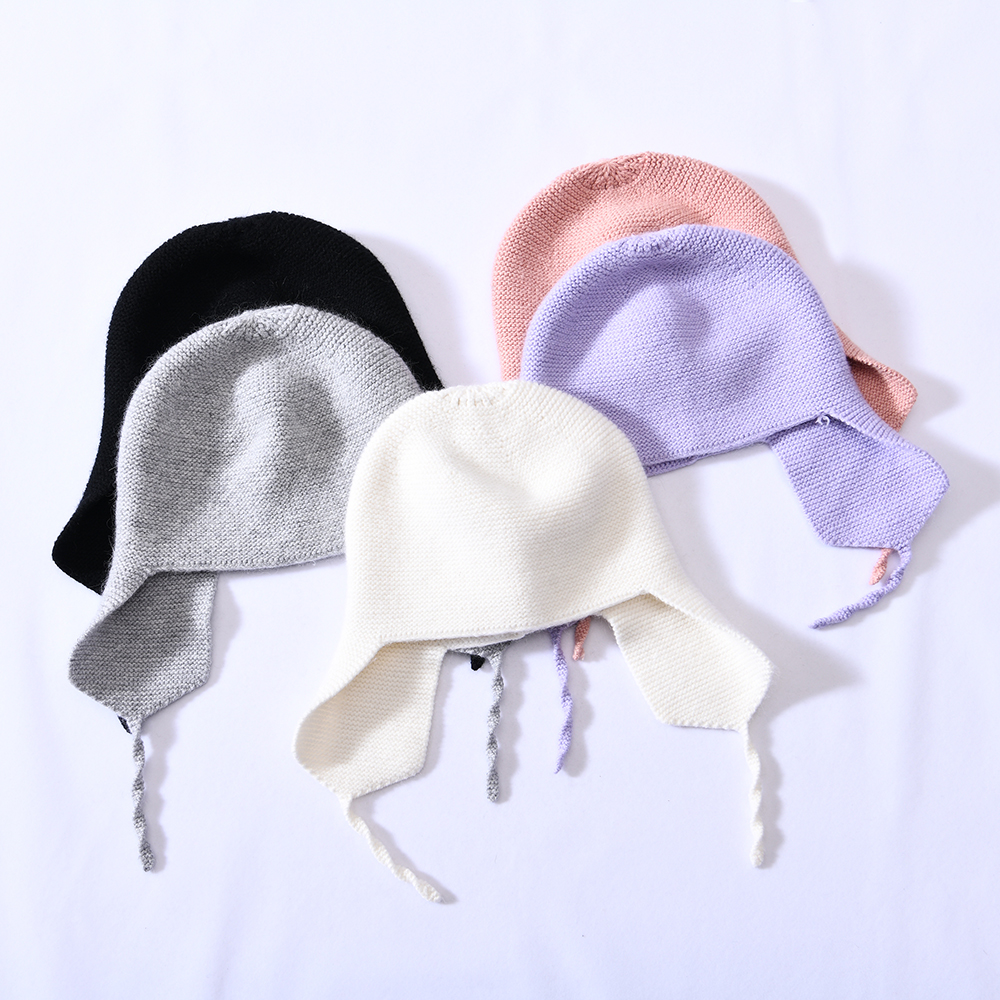 Китай, оптовая продажа, OEM дизайн, Зимние теплые наушники для мальчиков и девочек, вязаные крючком дизайнерские кашемировые шапочки на заказ