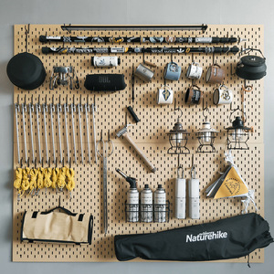 Pegboard Multifunctional Storage <b>Board</b> Wall Mounted Square Hole Punch Free Natural Wood Color Rectangle 1 Layer - Product Image 1