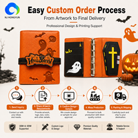 Carnet à thème Halloween en cuir avec motif fantôme mignon, design élégant, papier offset, impression numérique, livre pour enfants OEM