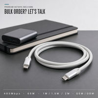 Kabel Data Pengisian Cepat USB C 60W Silikon Cair Grosir Pabrik, Kabel USB C 3A Tipe-C untuk Ponsel, Tablet, Laptop