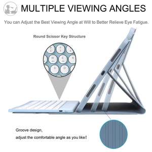 Hébreu Pour iPad 7th 8th 10.2 Air 3 4 4th 10.9 Pro 10.5 11 9.7 5th 6th Génération Housse Avec Fente À Crayon Clé Ronde Étui à Clavier - Product Image 2