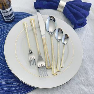 MYD, королевские Позолоченные куверты из нержавеющей стали, лидер продаж, нож в стиле Ближнего Востока, вилка, ложка, набор столовых приборов для свадьбы - Product Image 3