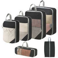 Ensemble de 6 cubes de compression en tissu imperméable personnalisés pour organiser les bagages de voyage |   Valise de rangement pour usage extérieur