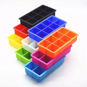 Cubo de gelo grande grau alimentício, tamanho grande, cubo de gelo, molde, reutilizável, sem bpa, 8 cavidades de silicone, bandeja para gelo