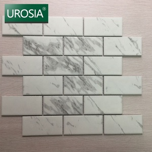 <span class=keywords><strong>Piastrelle</strong></span> in Ceramica Effetto Marmo Bianco di Carrara, Mosaico a Metro Quadro Smussato per Pareti di Bagno e <span class=keywords><strong>Cucina</strong></span> - Product Image 4